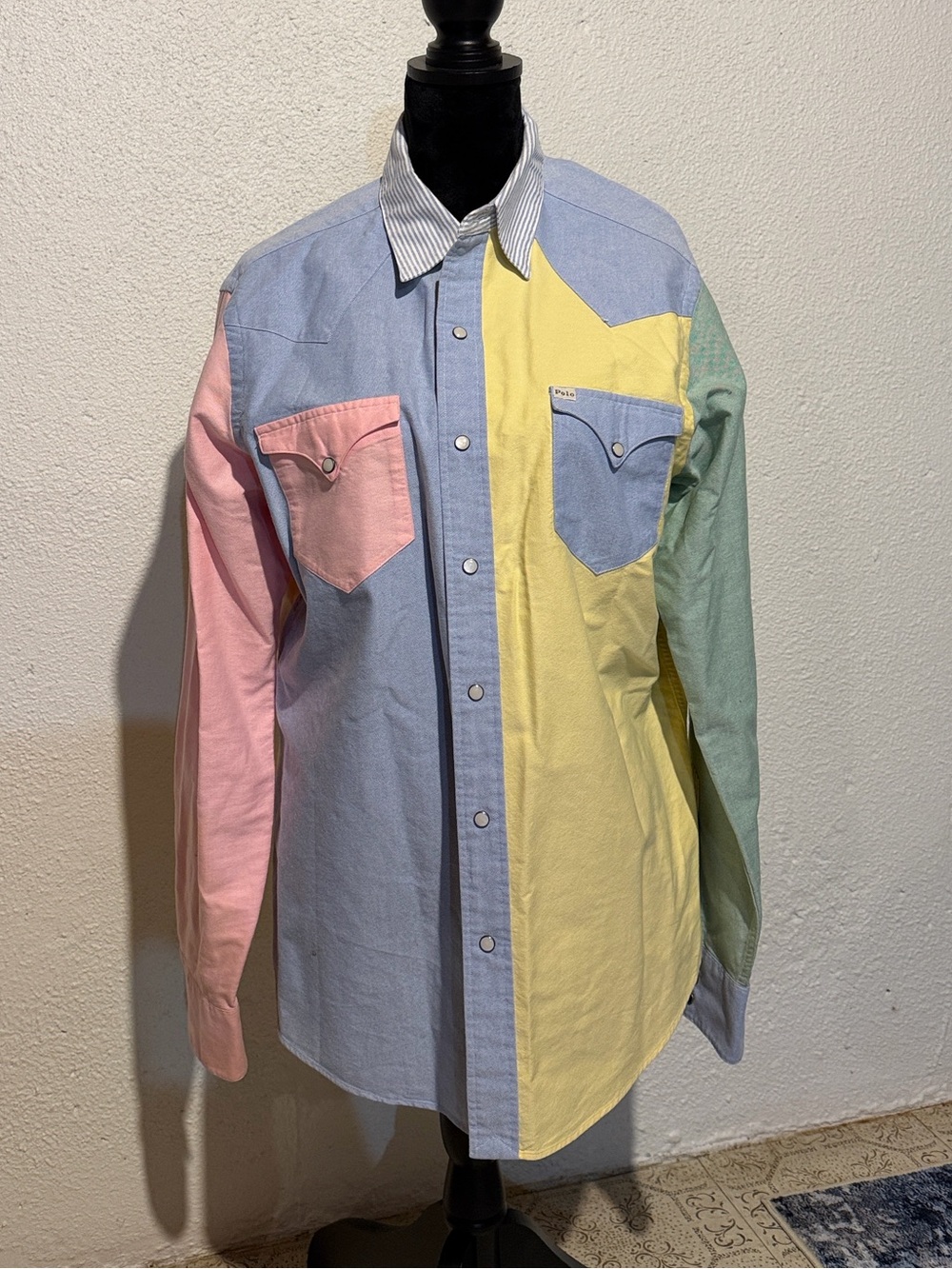 Men's Pastel Polo Ralph Lauren Colorblock Button-Up Shirt - Multicolor
